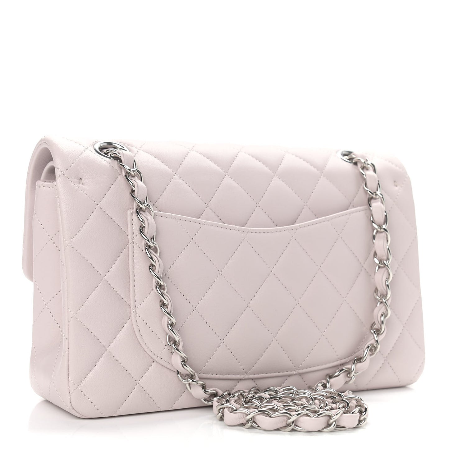 Lambskin Quilted Small Double Flap Light Purple