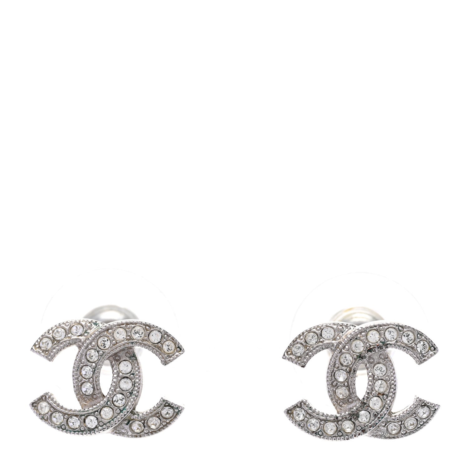 Chanel Crystal CC Earrings Silver 1 of 5
