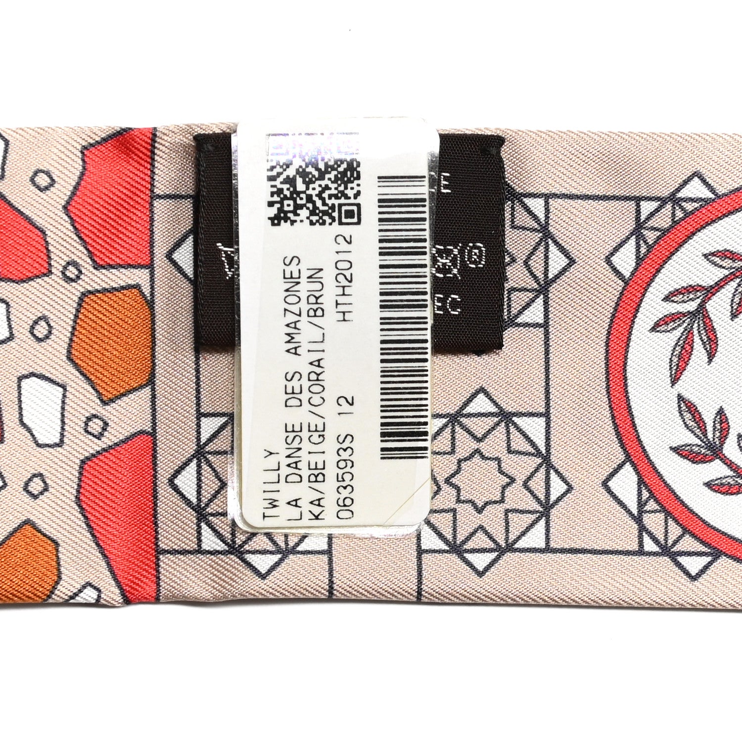 Hermes Silk La Danse Des Amazones Twilly Beige Corail Brun 4 of 4