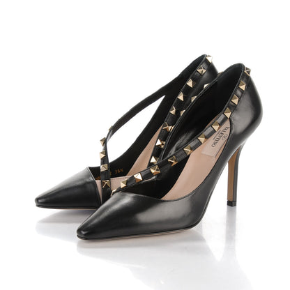 Valentino Garavani Nappa Rockstud Cross Strap D'Orsay 105mm Pumps 36.5 Black 3 of 7