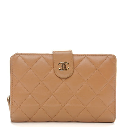 Chanel Lambskin Quilted Zipped Pocket Wallet Beige 1 of 11