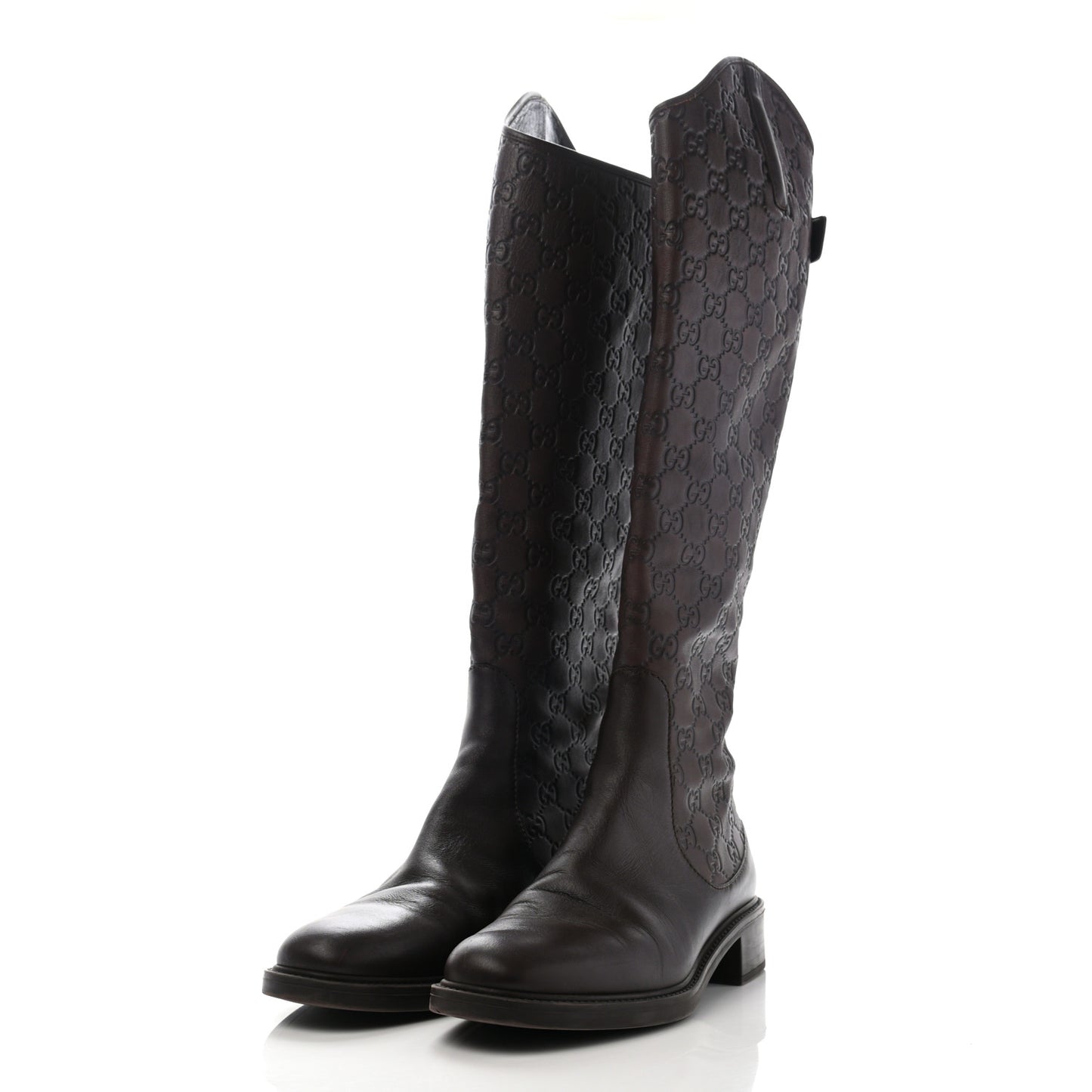 Guccissima Calfskin Miro Soft Knee High Riding Boots 39 Chocolate