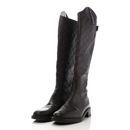 Gucci Guccissima Calfskin Miro Soft Knee High Riding Boots 39 Chocolate 2 of 14