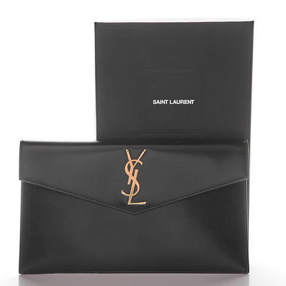 Saint Laurent Smooth Shiny Calfskin Monogram Uptown Pouch Black 6 of 6