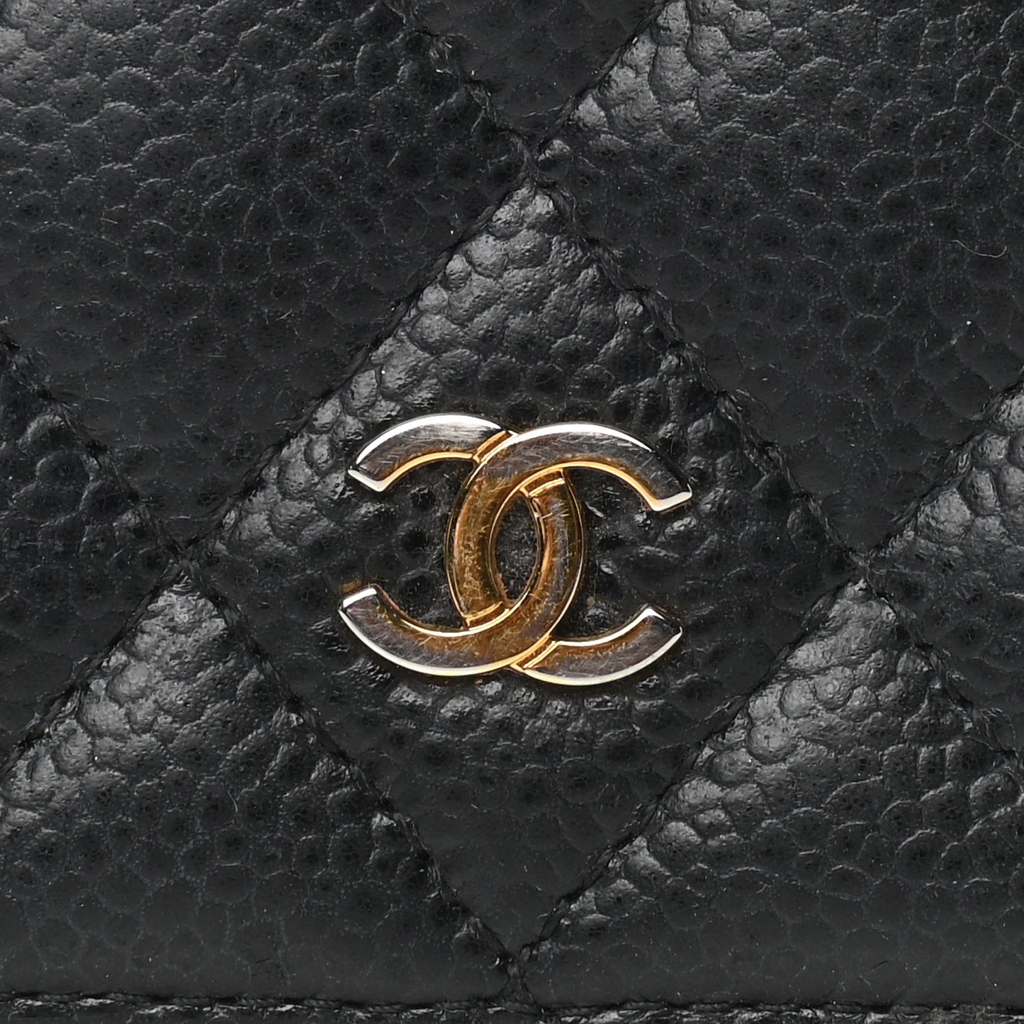 Caviar Quilted Zip Coin Purse Black
