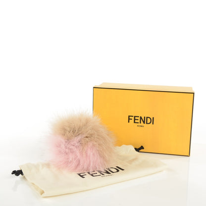 Fendi Fox Fur Vitello Elite Bi-Color Pom Pom Bag Charm Rosa Cammello Cipria 6 of 6