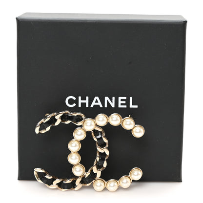 Chanel Lambskin Pearl CC Chain Brooch Black Gold 4 of 4