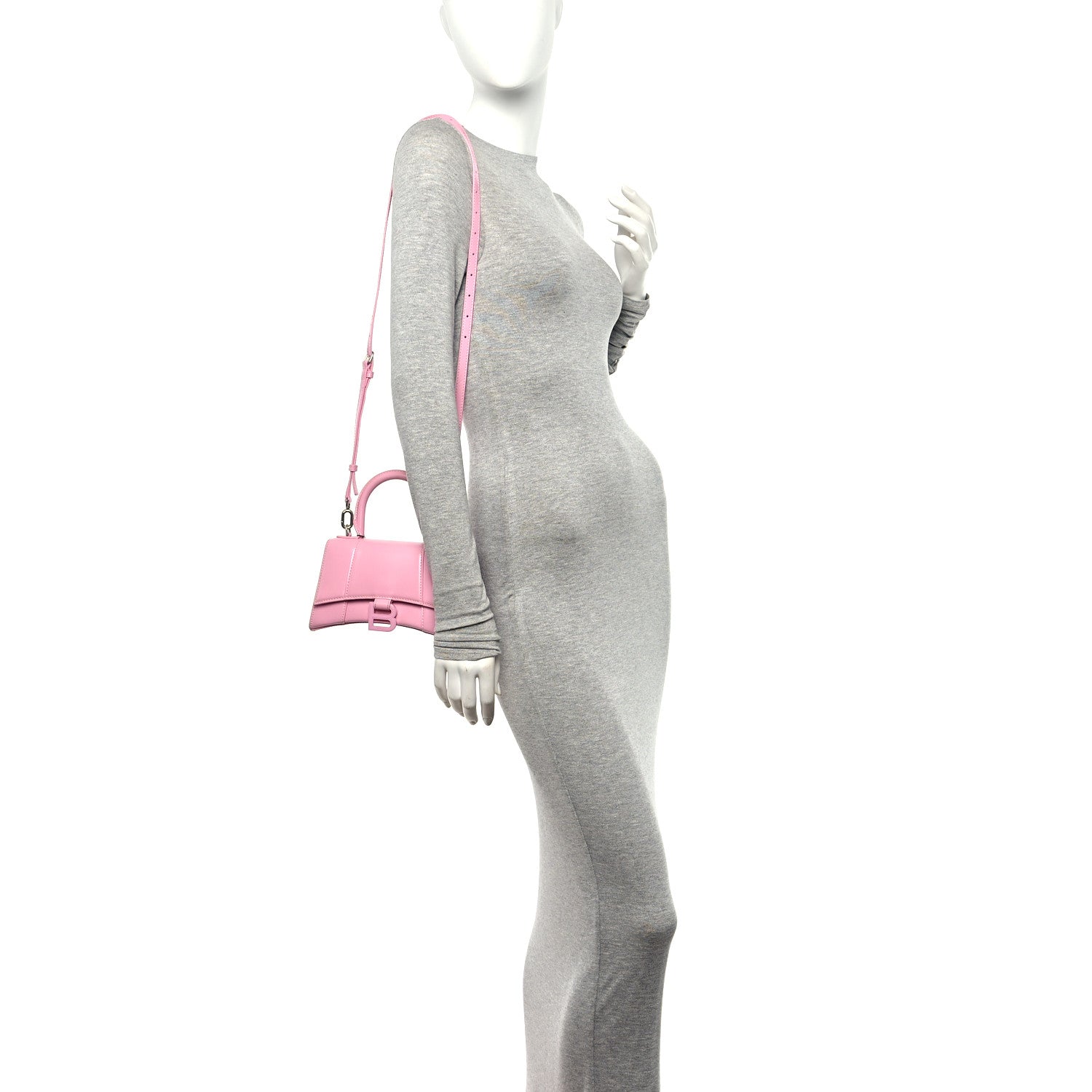 Balenciaga Shiny Box Calfskin Tonal B Hourglass Top Handle Bag XS Candy Pink 2 of 12