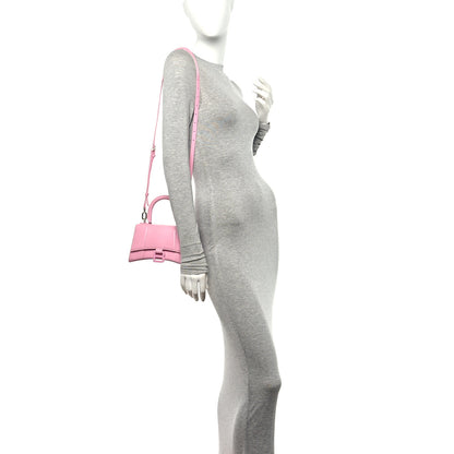 Balenciaga Shiny Box Calfskin Tonal B Hourglass Top Handle Bag XS Candy Pink 2 of 12