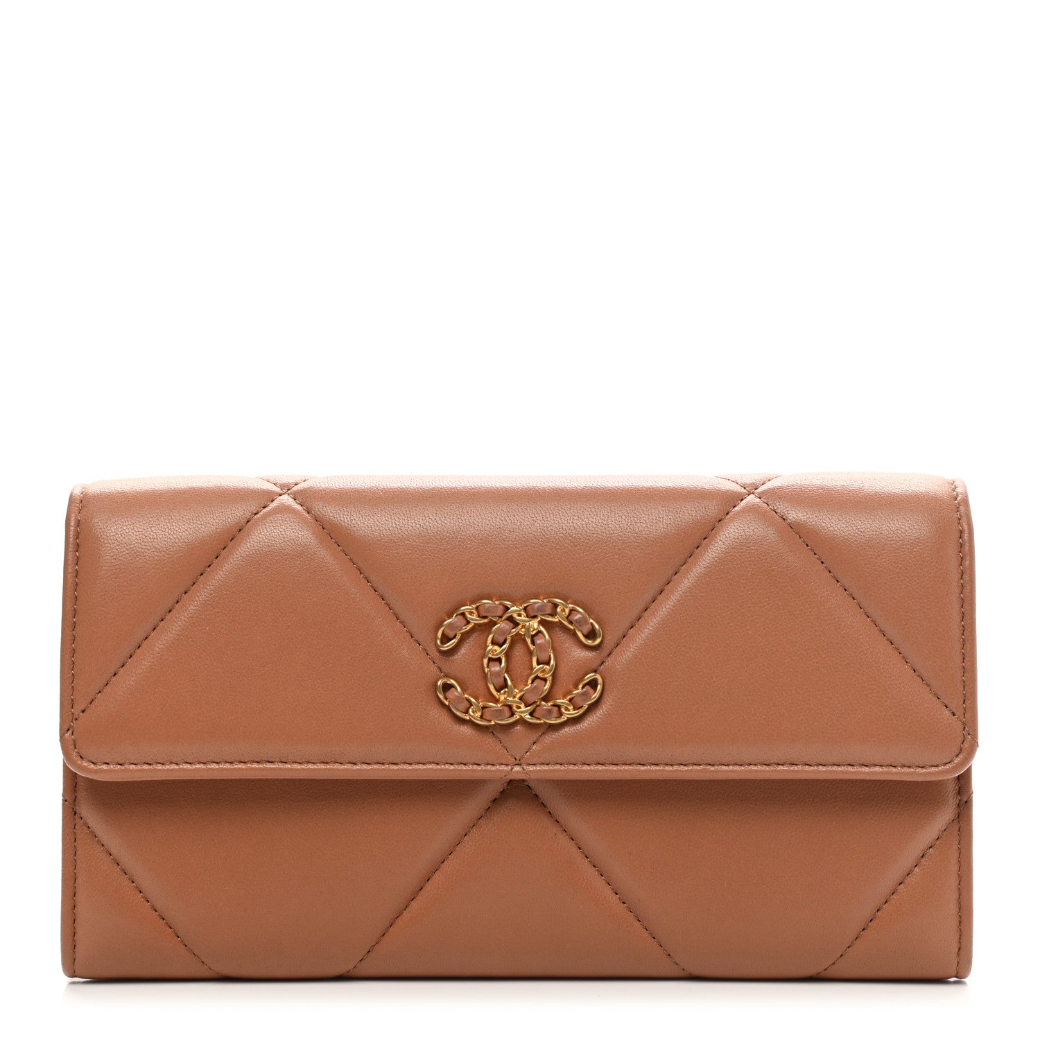 Chanel Lambskin Quilted Chanel 19 Flap Wallet Brown 1 of 9