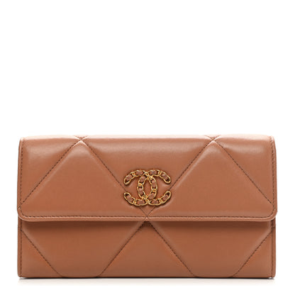 Chanel Lambskin Quilted Chanel 19 Flap Wallet Brown 1 of 9