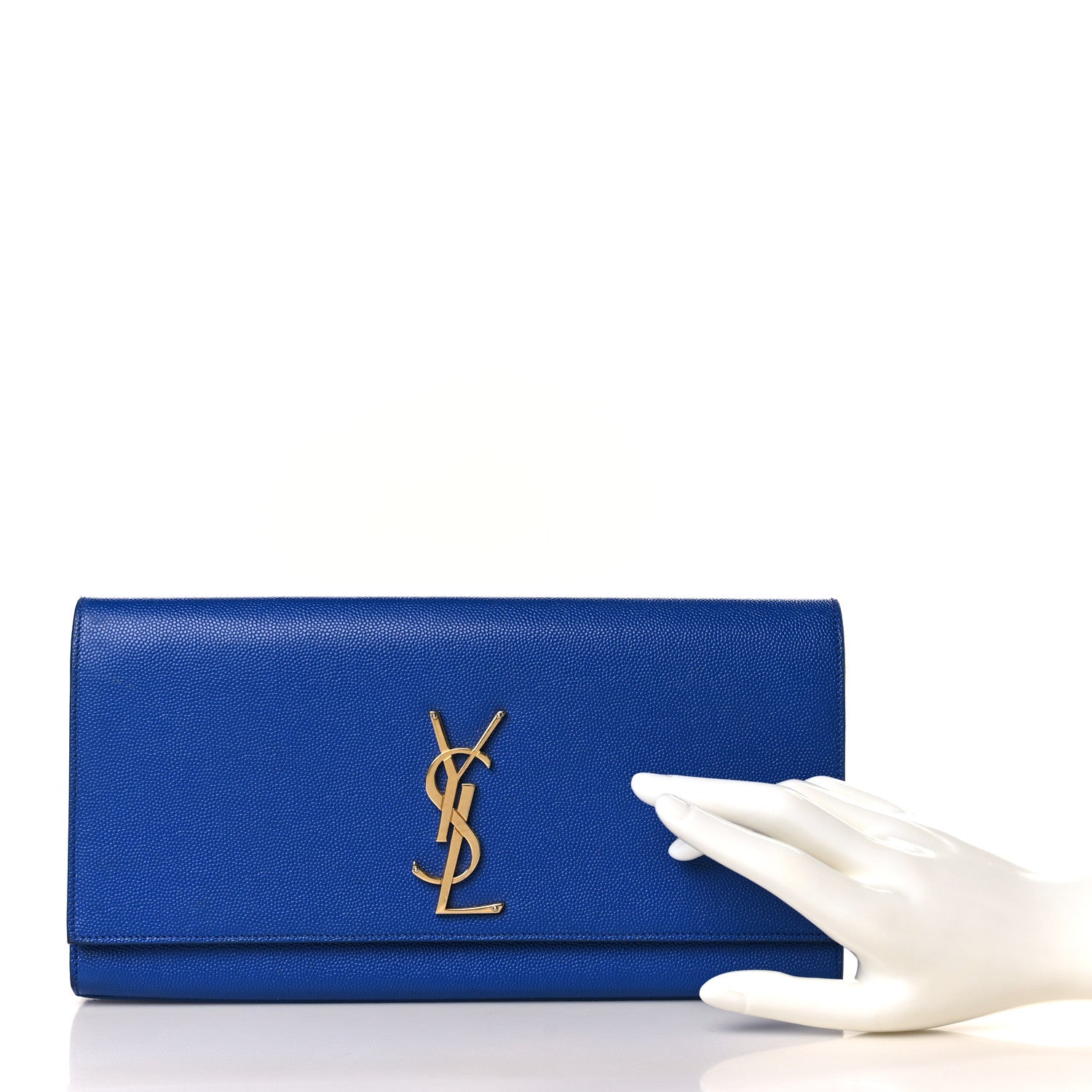 Saint Laurent Grain De Poudre Classic Monogram Cassandre Clutch Blue Majorelle 2 of 9