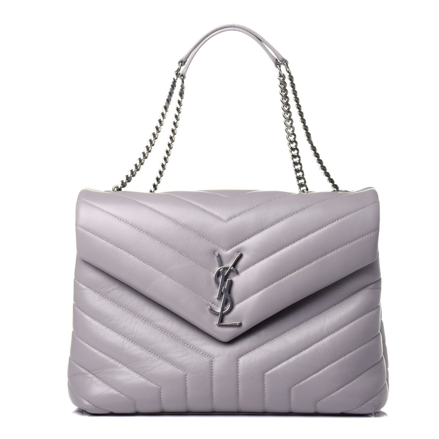 Calfskin Y Quilted Monogram Medium Loulou Chain Satchel Granite