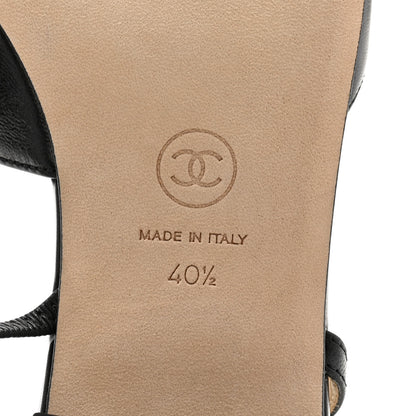 Chanel Goatskin Grosgrain Cap Toe CC Slingback Sandals 40.5 Black 7 of 8