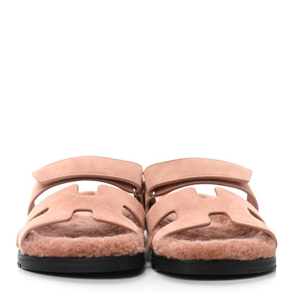 Hermes Suede Goatskin Woolskin Womens Chypre Sandals 36 Rose Aube 2 of 4