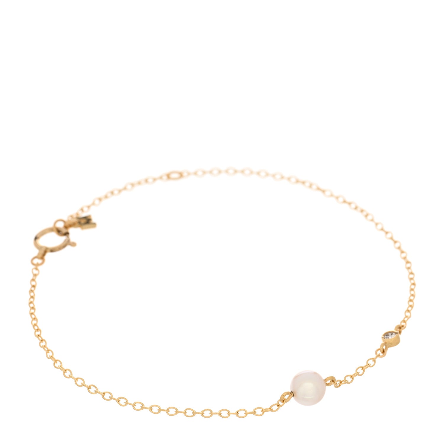 Mikimoto 18K Yellow Gold Diamond Akoya Pearl 5mm Station Bracelet 1 of 3