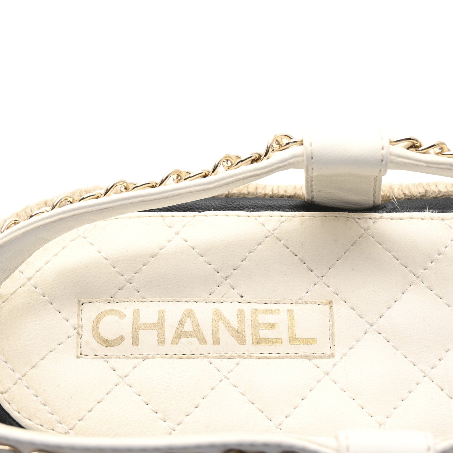 Chanel Lambskin Chain CC Thong Espadrille Sandals 41 White 8 of 10