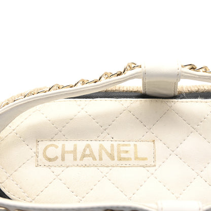 Chanel Lambskin Chain CC Thong Espadrille Sandals 41 White 8 of 10