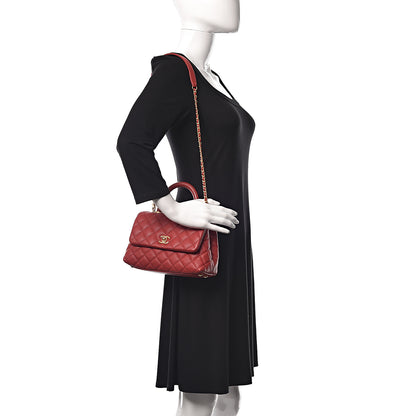 Chanel Caviar Lizard Quilted Mini Coco Handle Flap Red 2 of 13