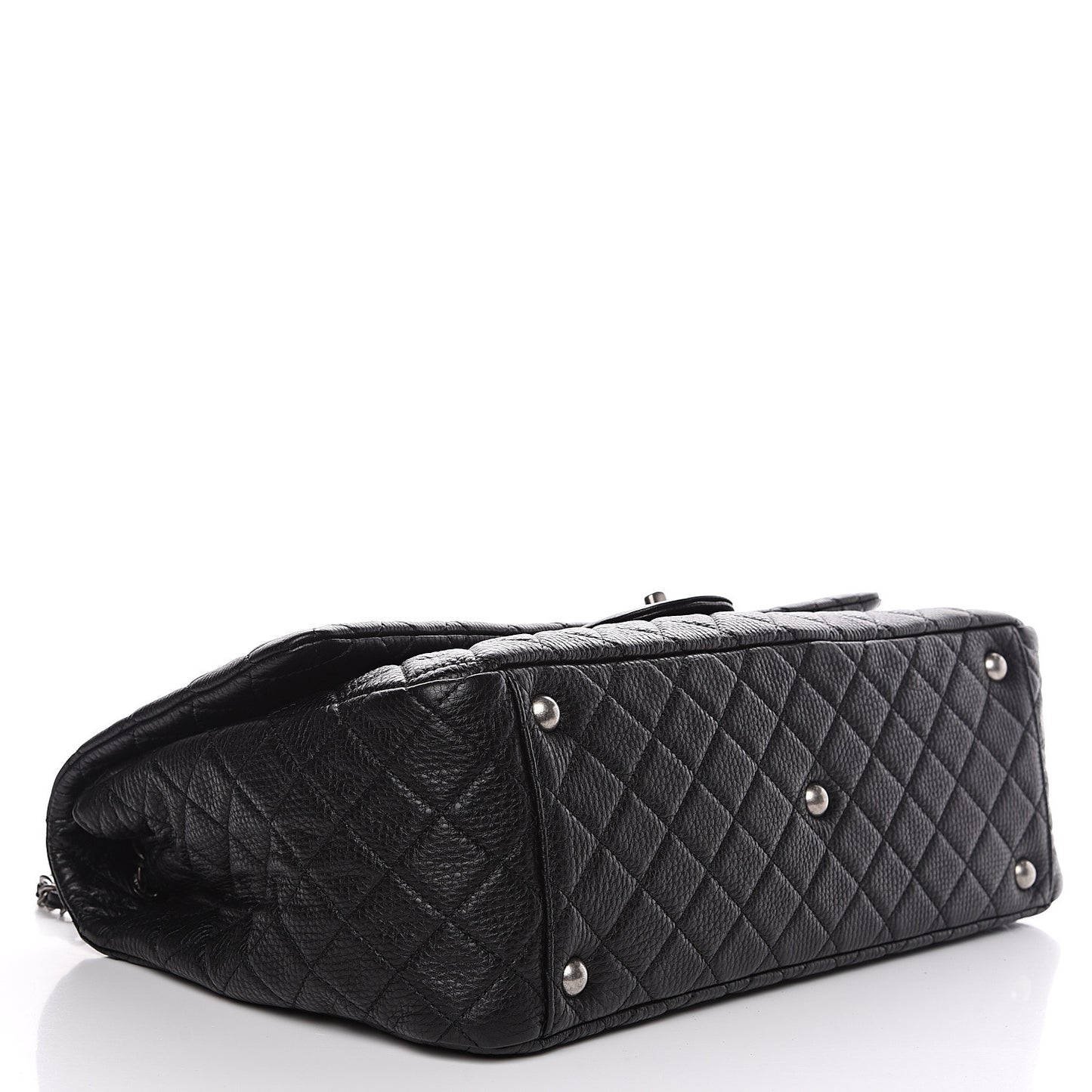 Calfskin Quilted XXL Travel Flap Bag Black