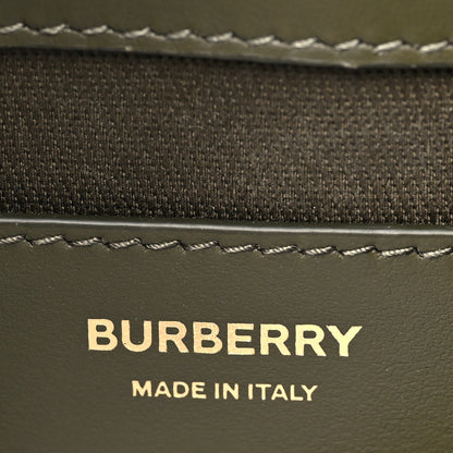 Burberry Coated Canvas Calfskin Vintage Check Note Top Handle Shoulder Bag Olive Green 6 of 11