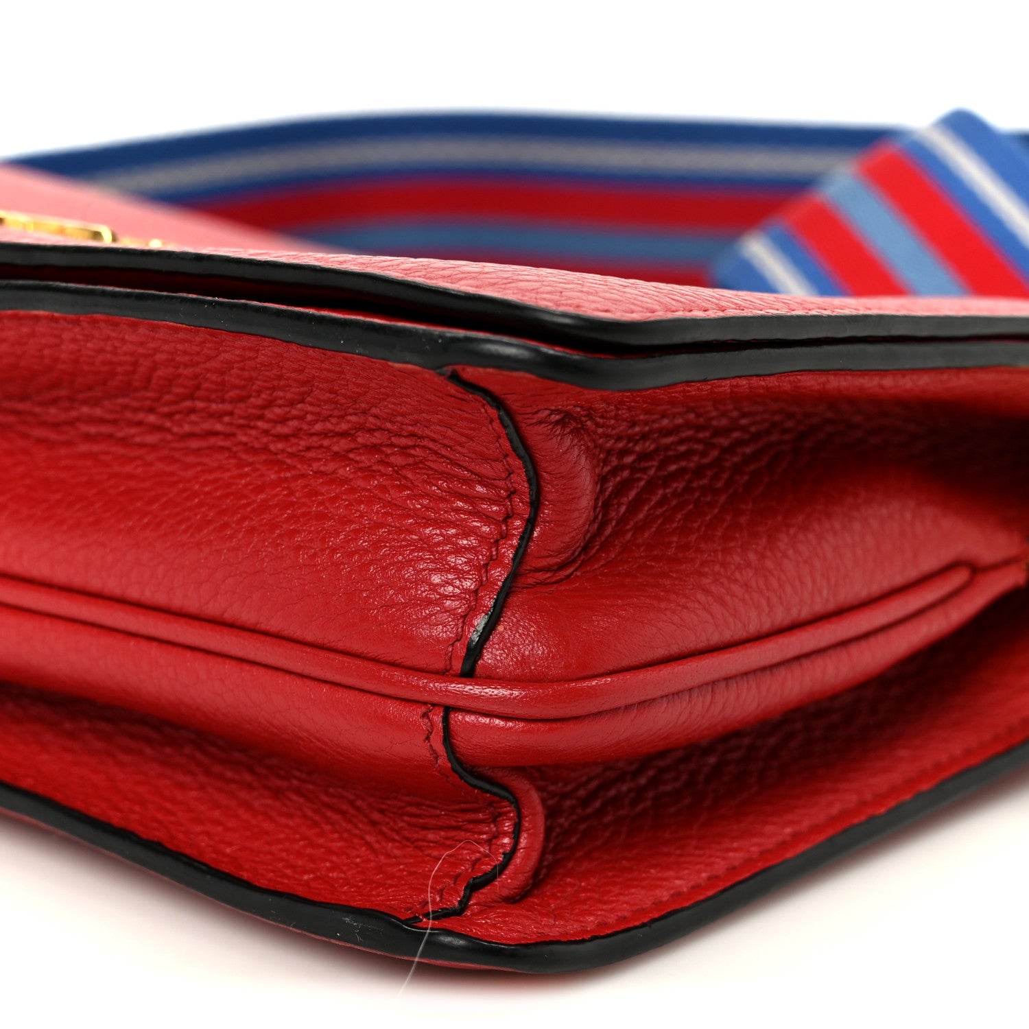 Prada Vitello Daino Flap Crossbody Rosso 10 of 10