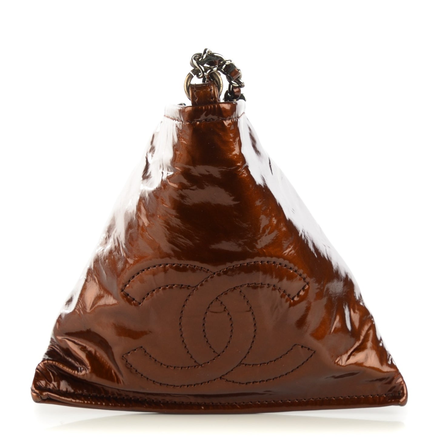 Patent Small Bonbons Wristlet Bronze