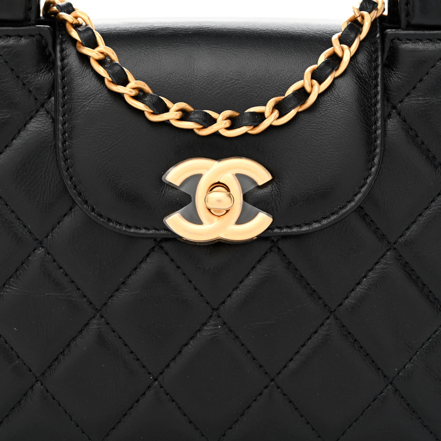 Chanel Shiny Aged Calfskin Quilted Nano Kelly Shopper Black 8 of 11