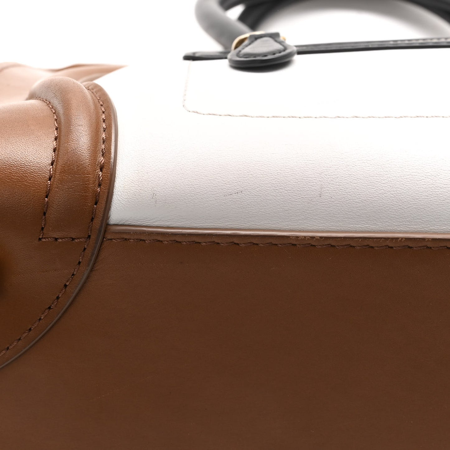 Satin Calfskin Mini Tri-Color Luggage White Brown