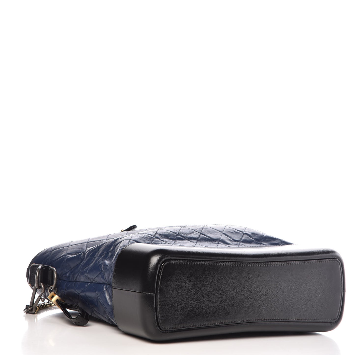 Aged Calfskin Quilted Large Gabrielle Shopping Tote Navy Black