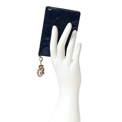 Christian Dior Patent Cannage Lady Dior Card Holder Blue 2 of 12