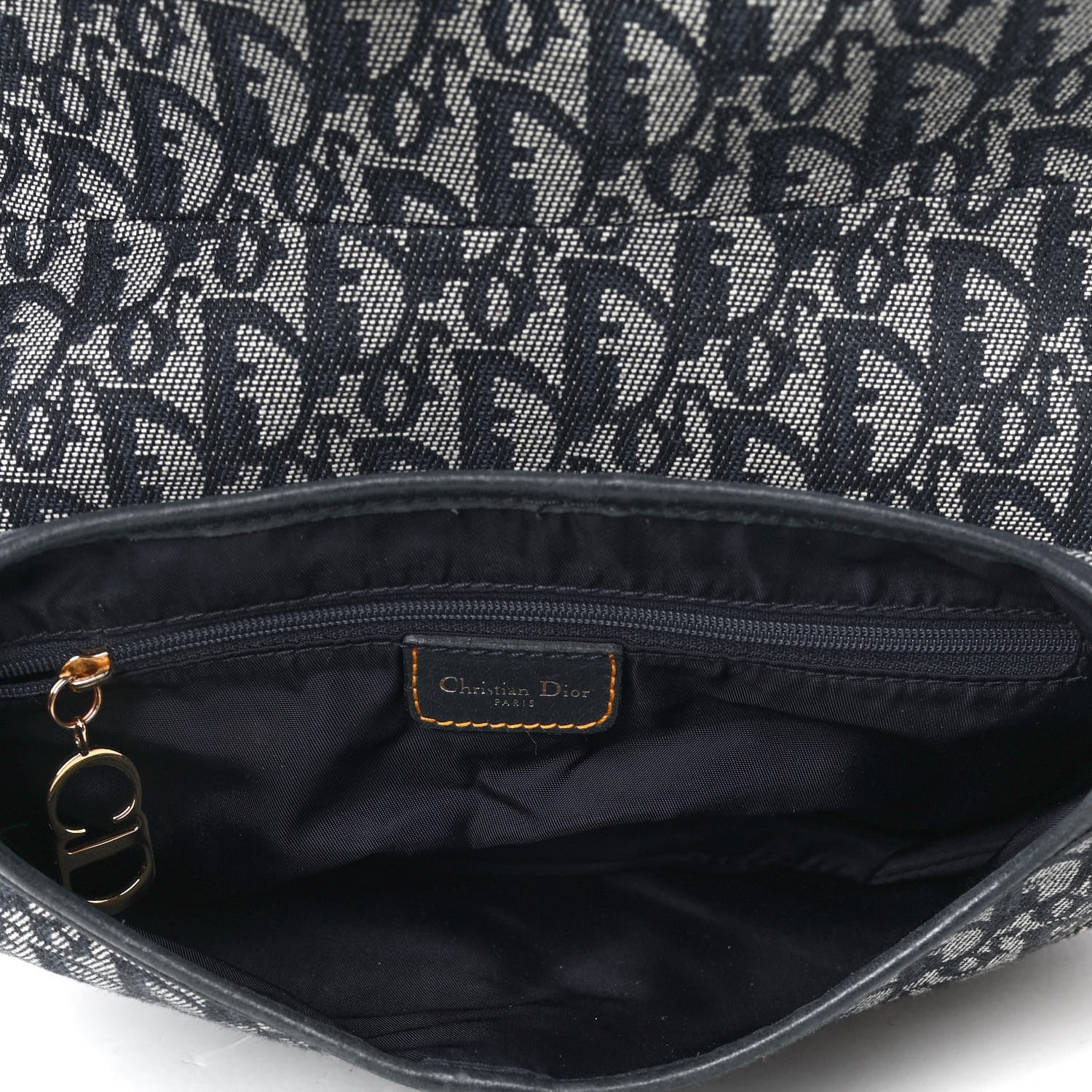 Christian Dior Monogram Double Saddle Bag Navy Blue 4 of 4