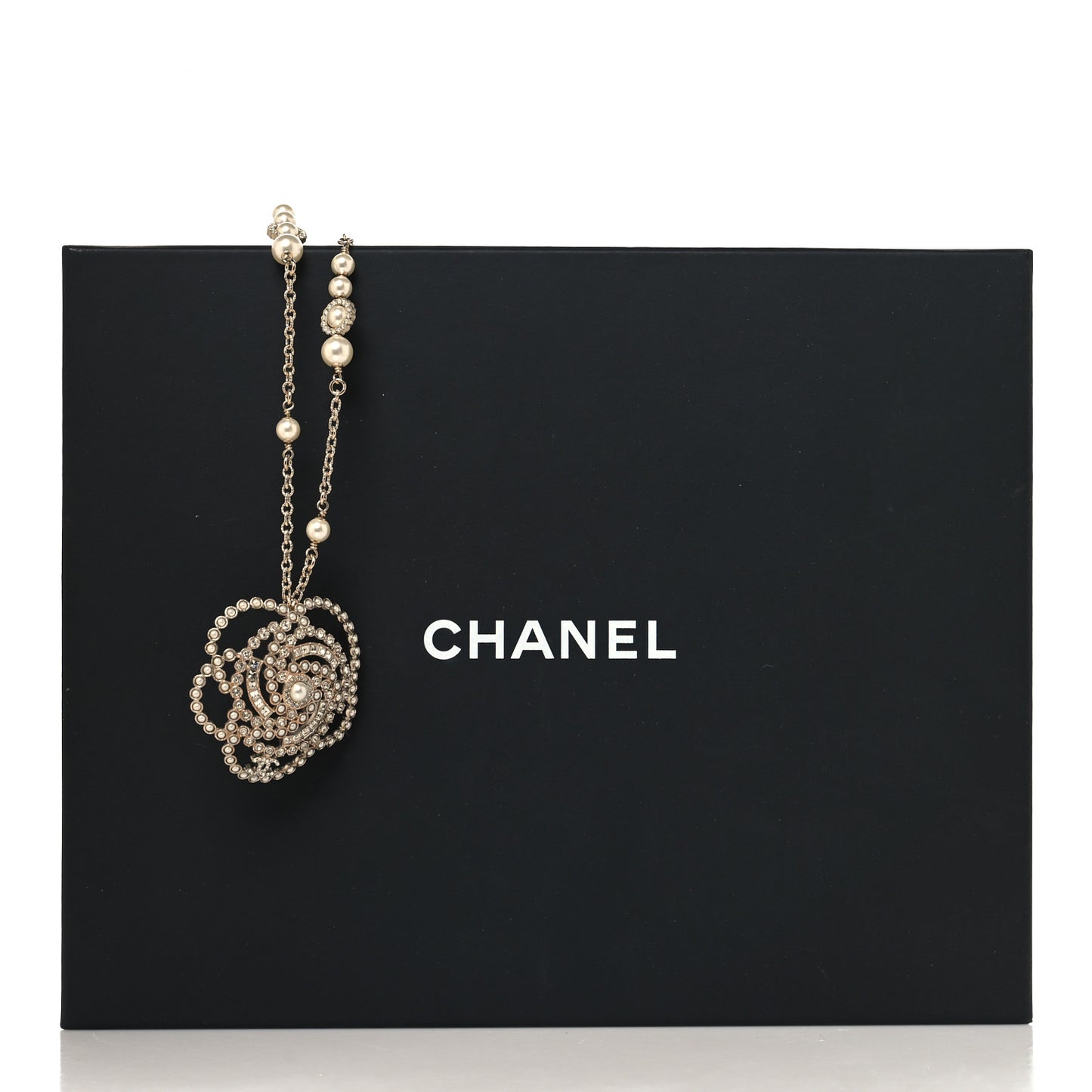 Pearl Crystal Lace Camellia Necklace Gold