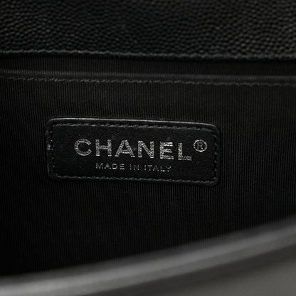 Chanel Caviar Chevron Quilted Medium Boy Flap Black 6 of 10