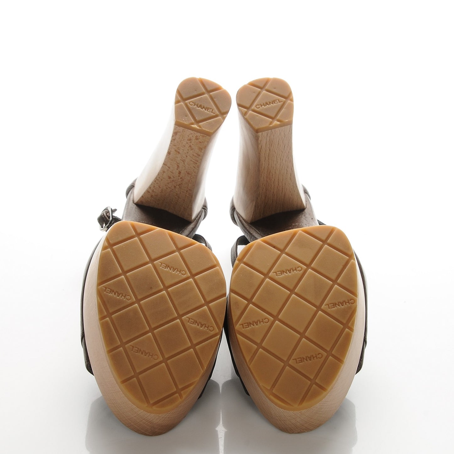 Calfskin CC Platform Sandals 38 Dark Brown