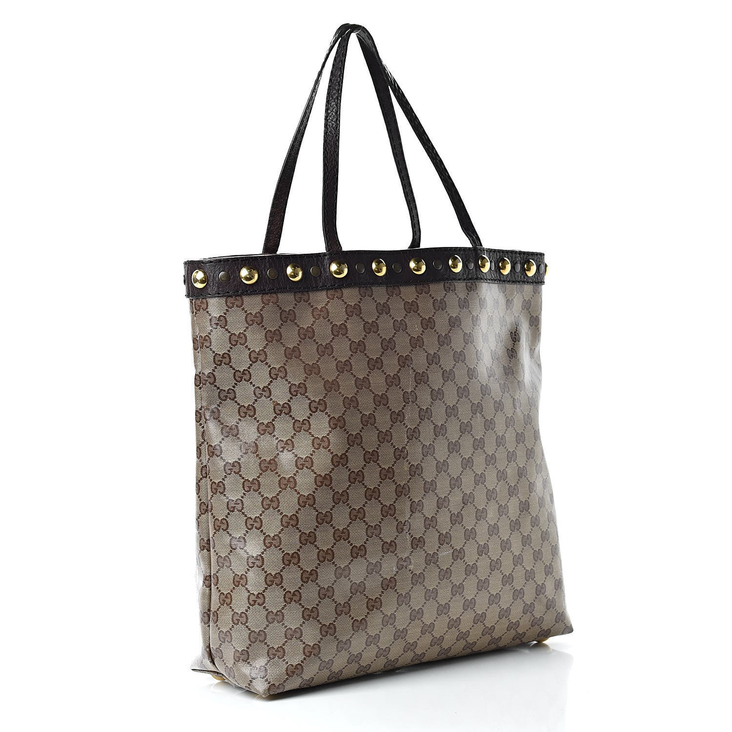Gucci Crystal Monogram Large Babouska Vertical Shopping Tote Brown 3 of 14
