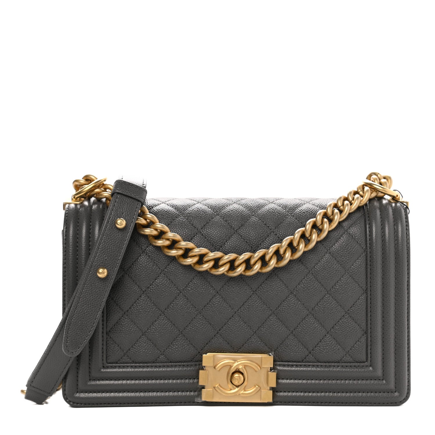 Chanel Caviar Quilted Medium Boy Flap Dark Grey 1 of 10