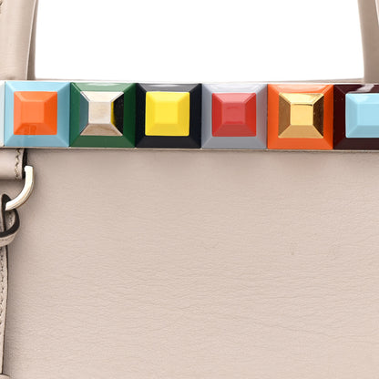 Fendi Vitello Dolce Studded Petite 2Jours Tote Grigio Polvere Multicolor 9 of 15