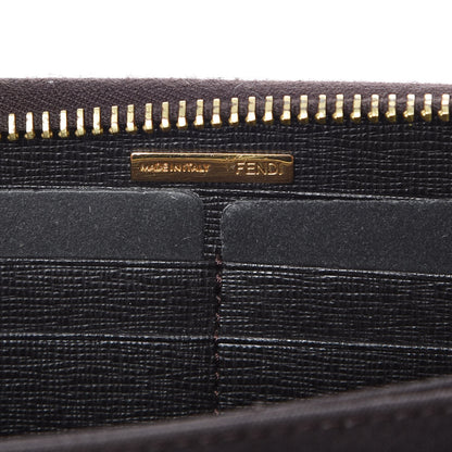Fendi Zucca Spalmati Vitello Elite Zip Around Wallet Tobacco Ebano 6 of 7