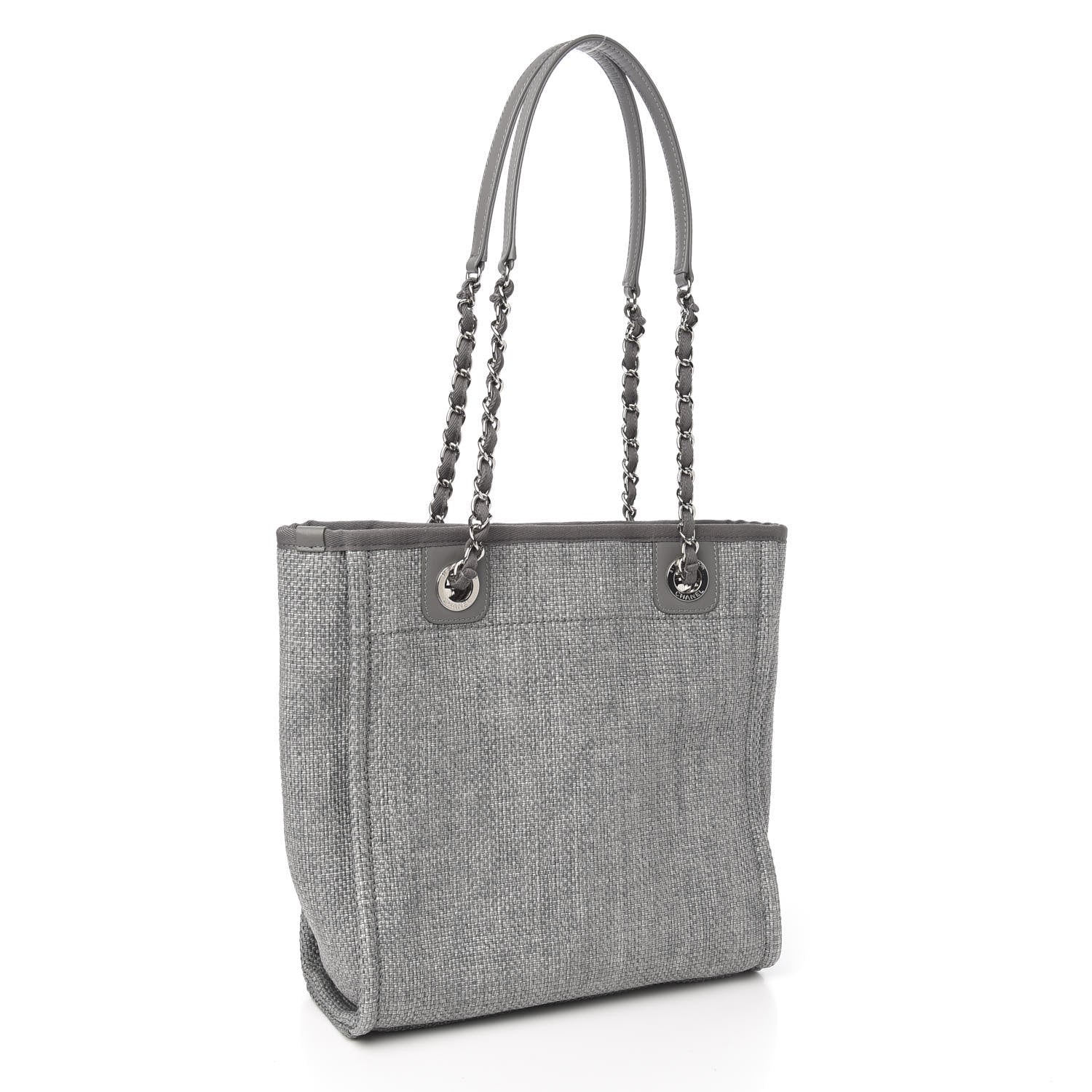 Chanel Straw Raffia Mini Deauville Tote Grey 2 of 9