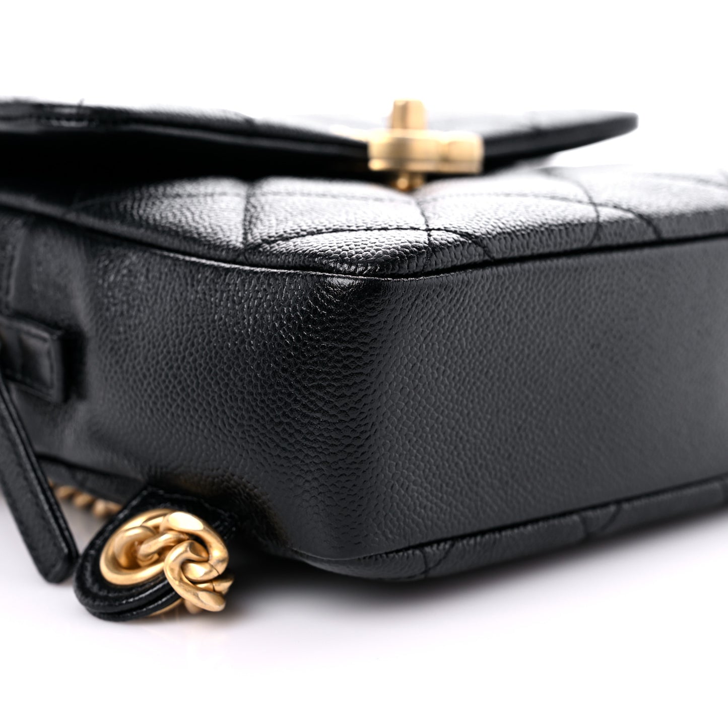 Shiny Caviar Quilted Chain Melody Backpack Black