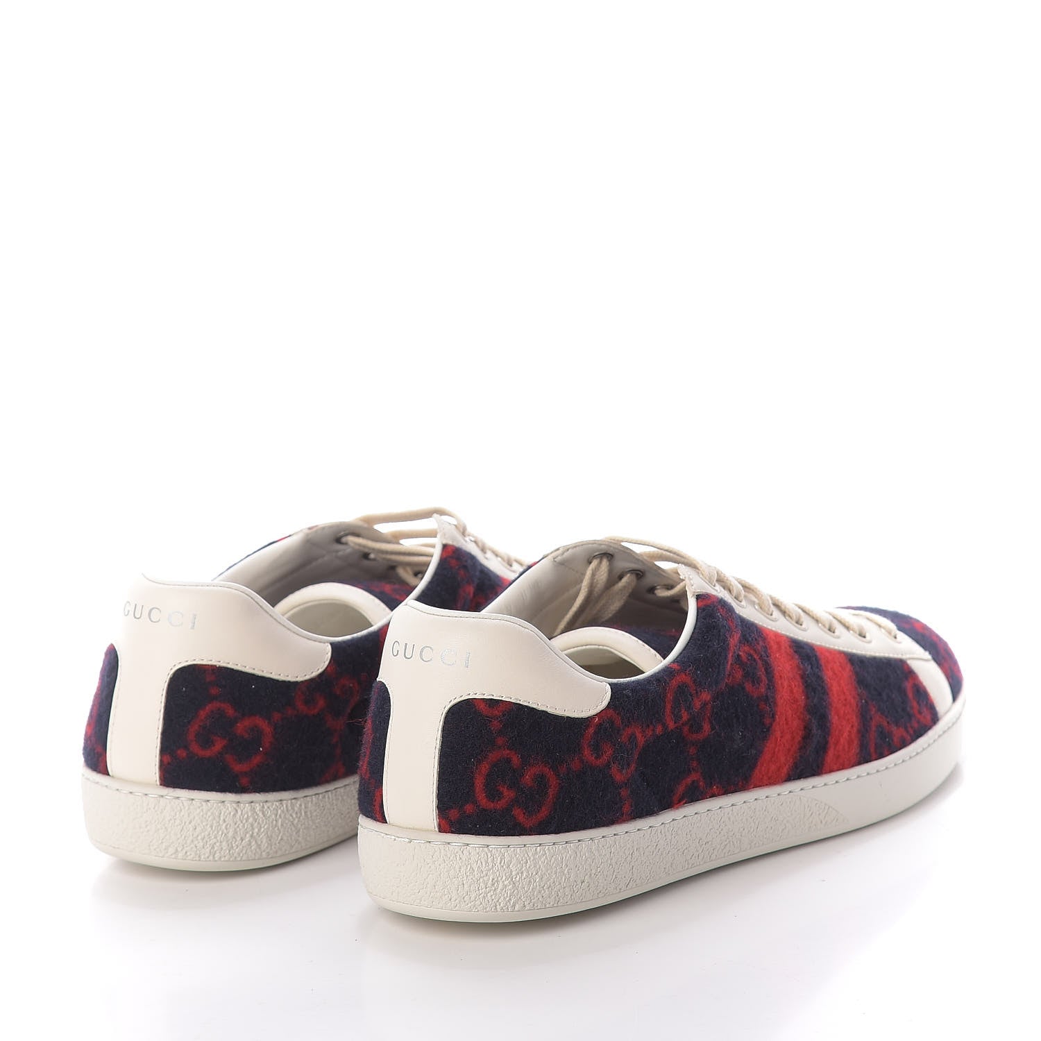 Gucci Covered Wool Big GG Monogram Mens Sneakers 10.5 Blue Red Mystic White 4 of 12