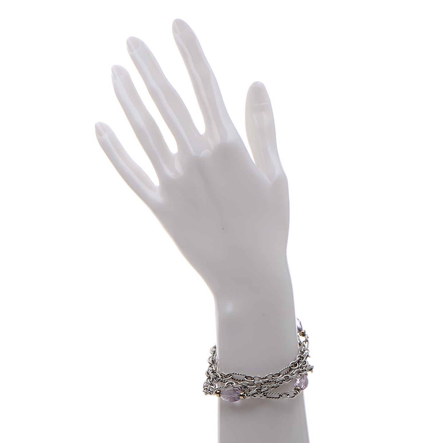 Sterling Silver Amethyst Multi-Strand Figaro Bracelet
