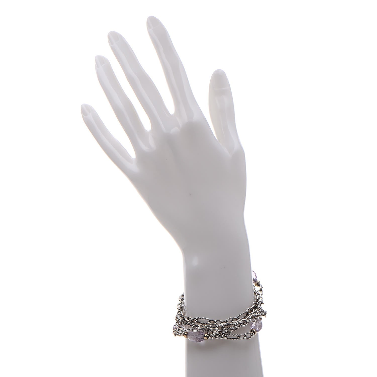 David Yurman Sterling Silver Amethyst Multi-Strand Figaro Bracelet 2 of 4