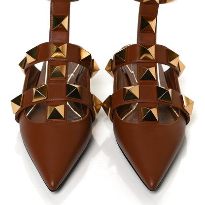 Valentino Garavani Calfskin Roman Stud Ankle Strap Flat Mules 37 Selleria 5 of 10