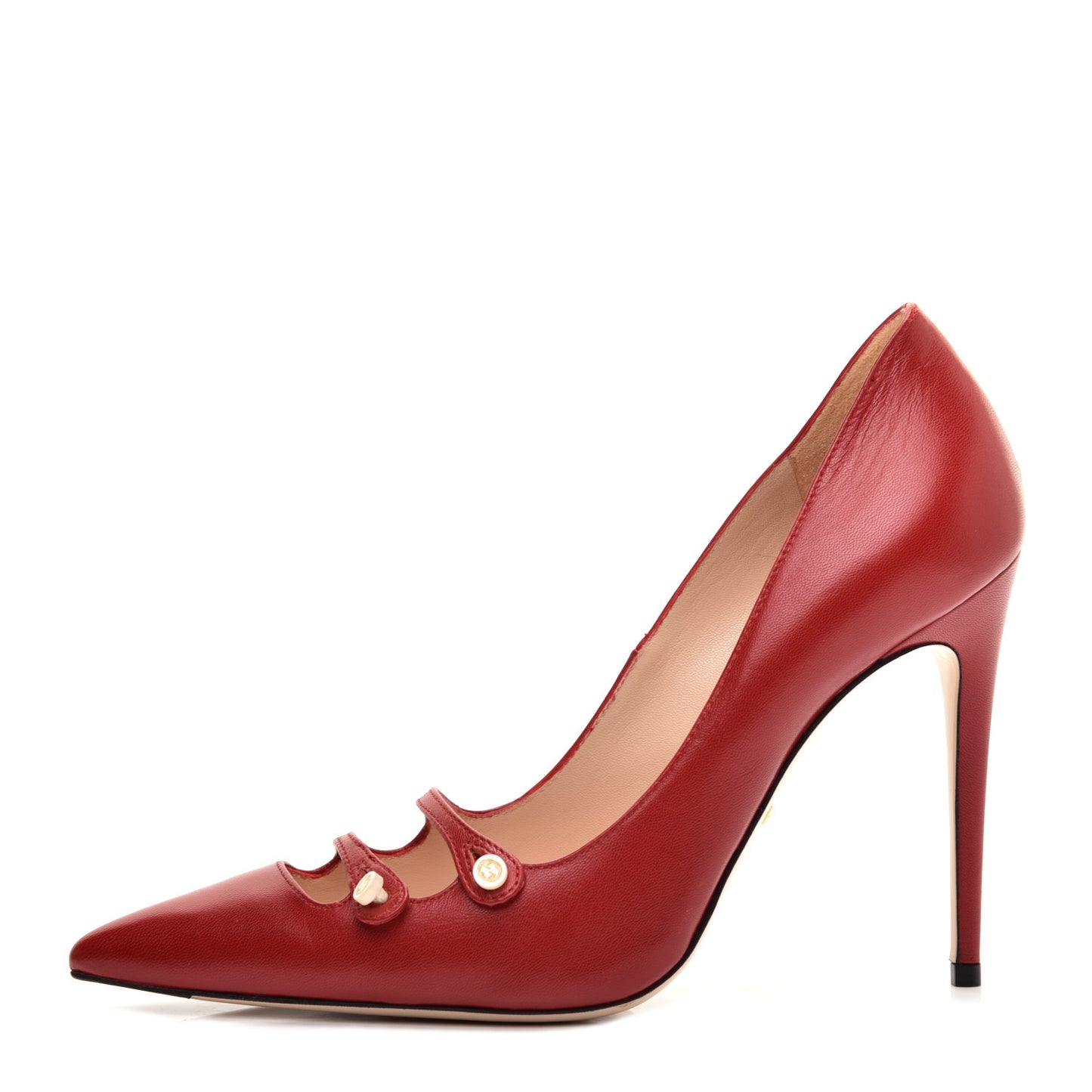 Malaga Kid Double Strap High Heel Pumps 38 Red