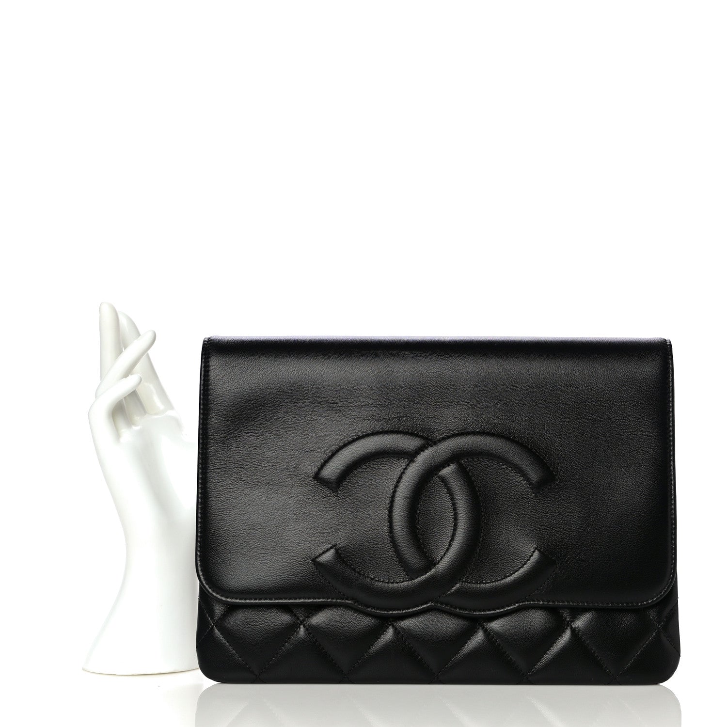 Chanel Goatskin Quilted Timeless CC Clutch Black 2 of 16