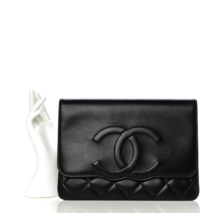 Chanel Goatskin Quilted Timeless CC Clutch Black 2 of 16