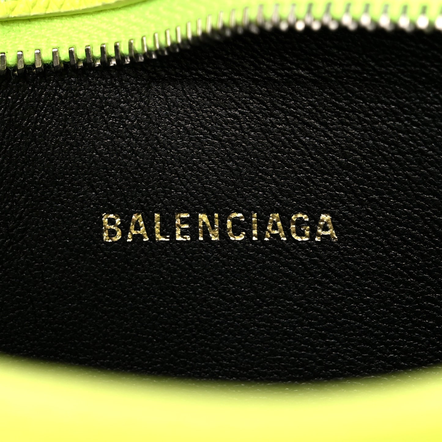 Signature Grained Calfskin Logo XS Ville Camera Bag Acid Green Black