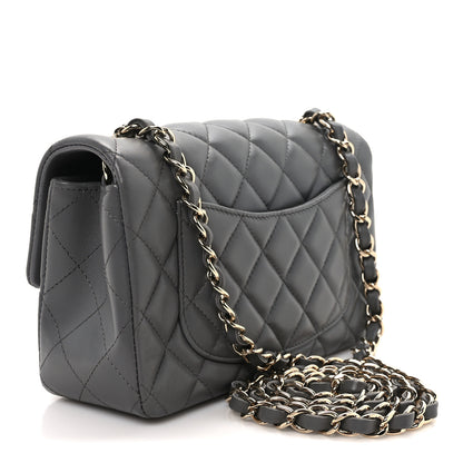 Chanel Lambskin Quilted Mini Rectangular Flap Dark Grey 3 of 12